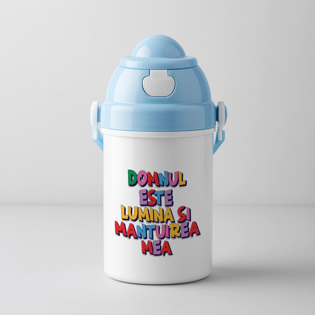 Bidon pentru copii cu verset biblic - Domnul este lumina mea